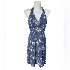 Esprit Blue & White Paisley Print Halter Dress Medium